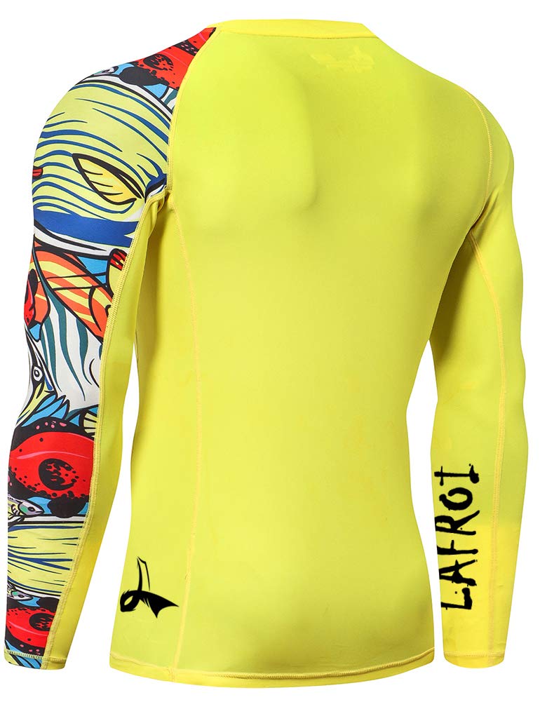 LAFROI Men's Long Sleeve UPF 50+ Baselayer Skins Performance Fit Compression Rash Guard-CLYYB Asym Pops Size LG - Image 4
